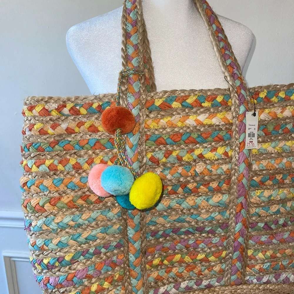 NWT Francesca’s Collection Shelby XL Jute tote bag - Picture 8 of 8